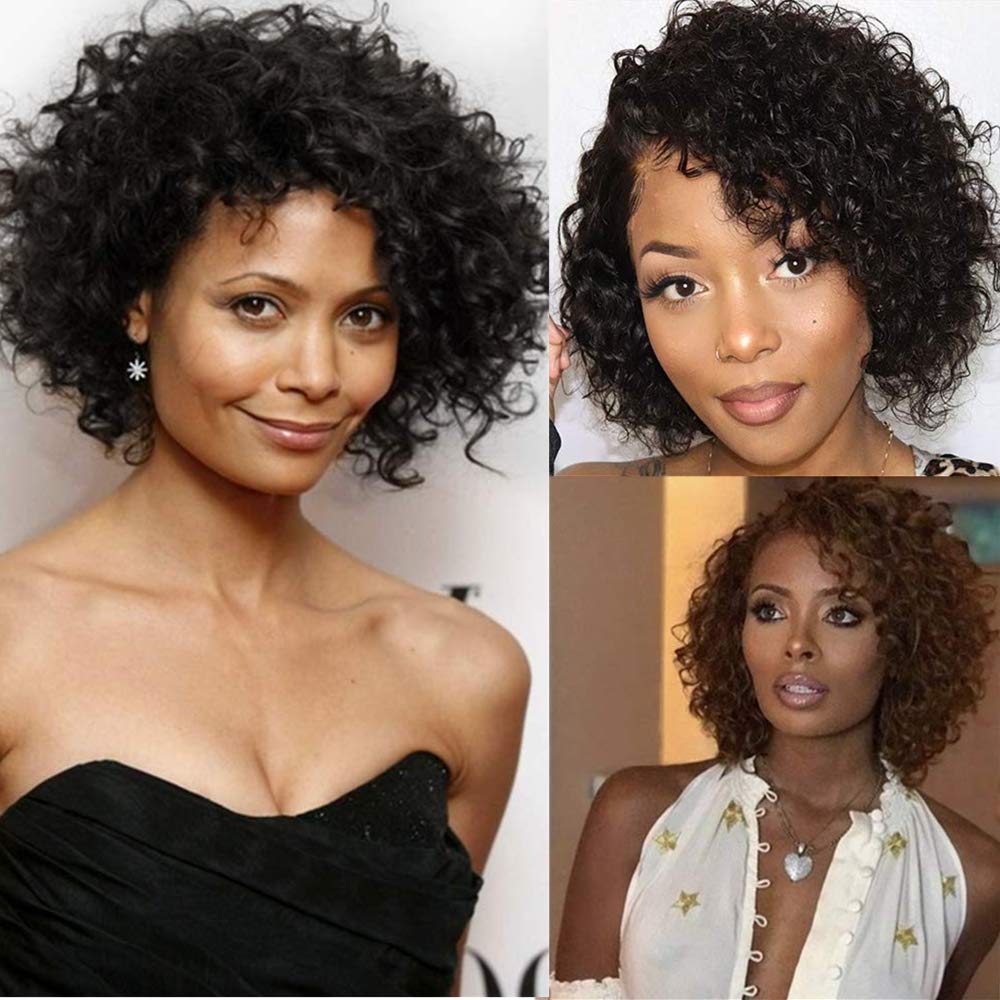Brazilian Kinky Curly 10 Inch Human Hair Wigs for Black Women - Wear and Go Glueless Short Wig with Natural Color - 100% Human Hair - Image 7