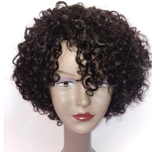 Brazilian Kinky Curly 10 Inch Human Hair Wigs for Black Women - Wear and Go Glueless Short Wig with Natural Color - 100% Human Hair